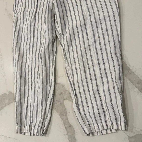Quince 100% European Linen Tapered Ankle Pants Women’s XL Oatmeal/Black Stripe - Picture 7 of 12